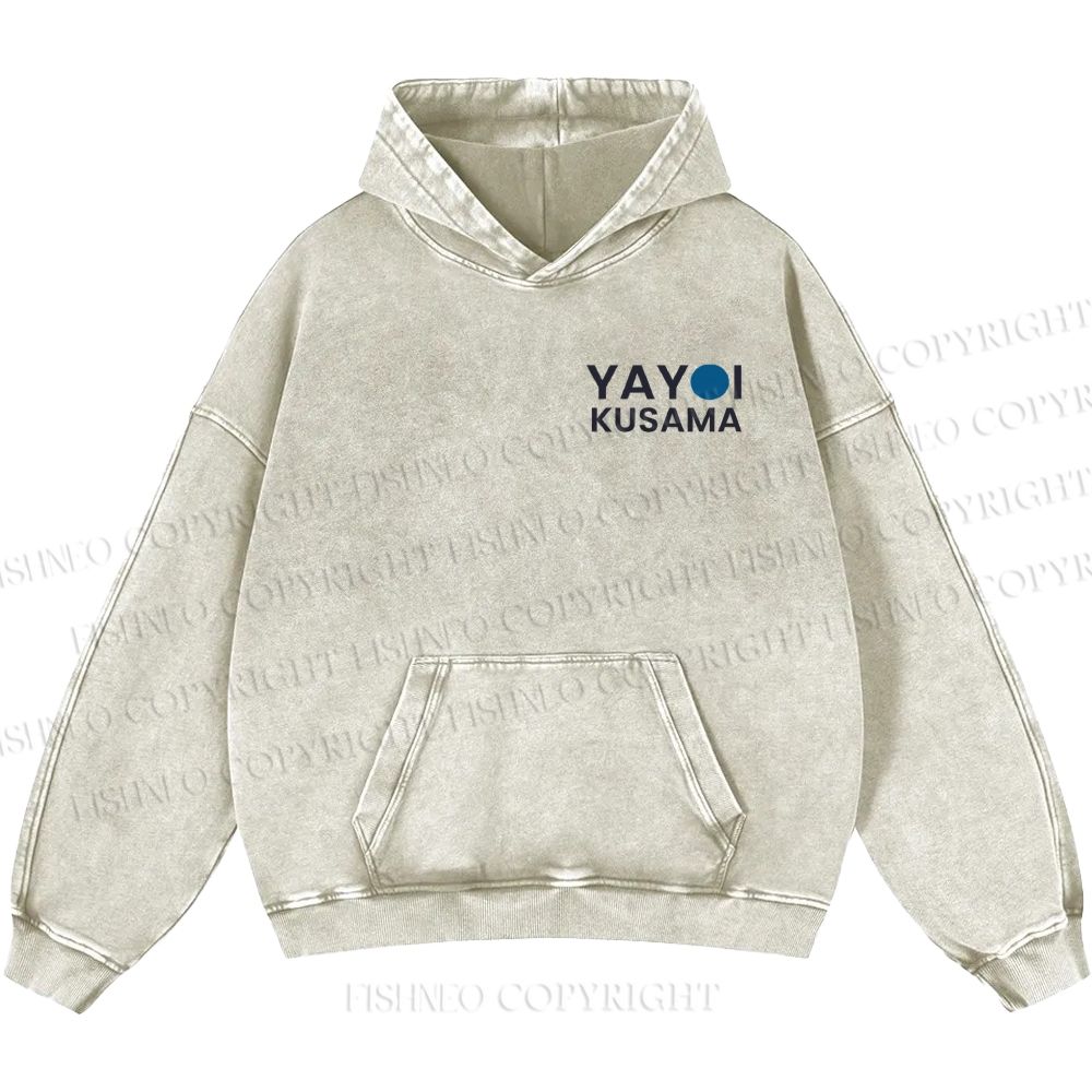 Unisex Yayoi Kusama Blue And Orange Octopus Casual Printed Double-sided Washed Hoodie