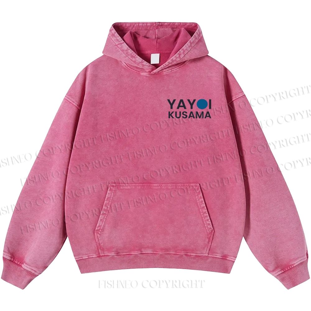 Unisex Yayoi Kusama Blue And Orange Octopus Casual Printed Double-sided Washed Hoodie