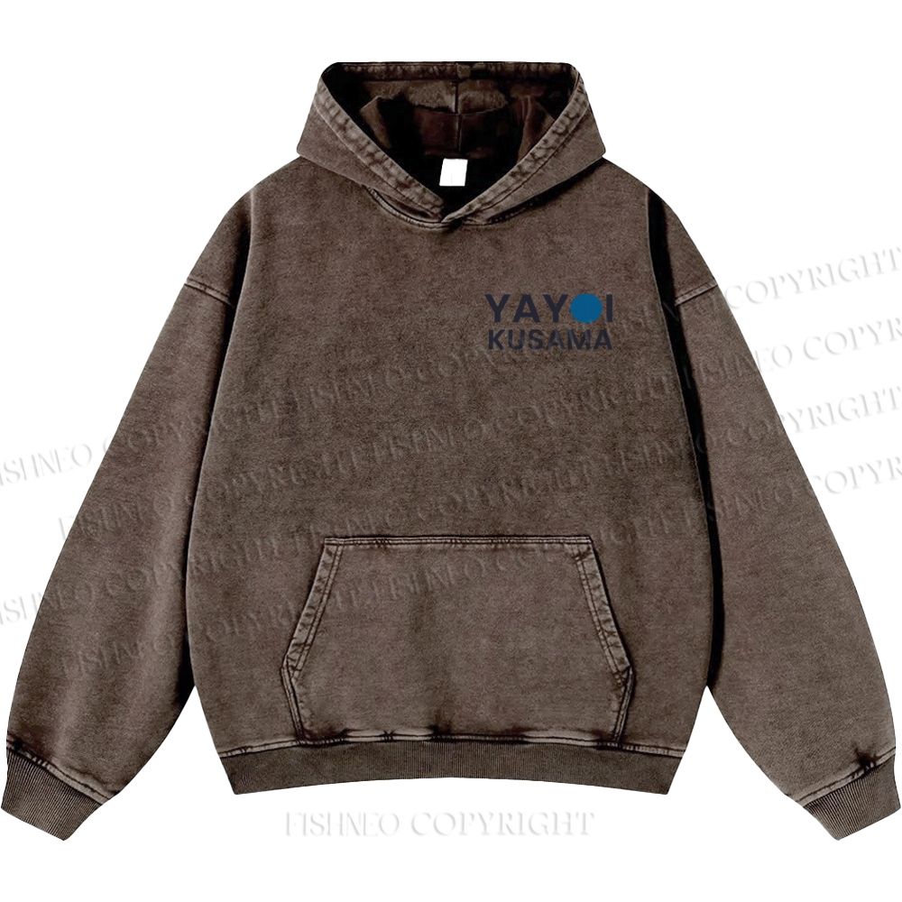Unisex Yayoi Kusama Blue And Orange Octopus Casual Printed Double-sided Washed Hoodie