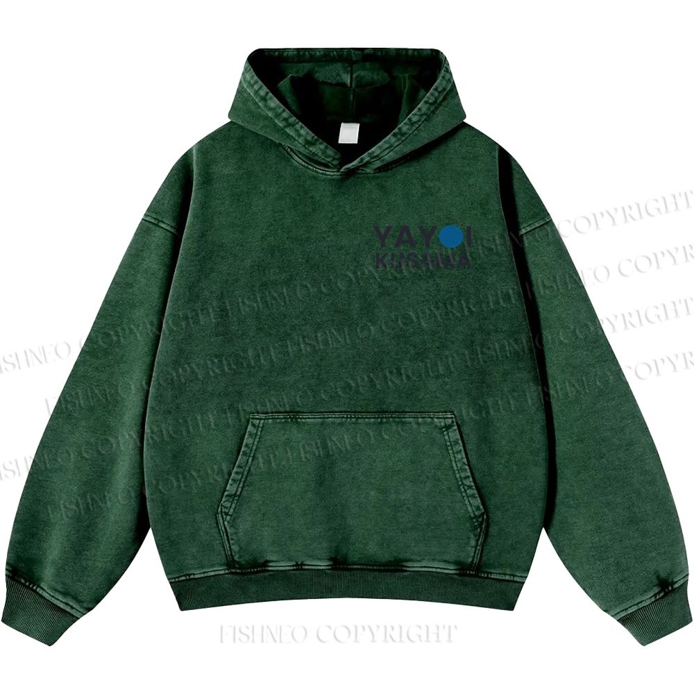 Unisex Yayoi Kusama Blue And Orange Octopus Casual Printed Double-sided Washed Hoodie