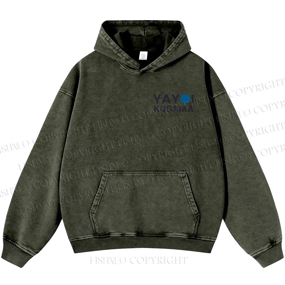 Unisex Yayoi Kusama Blue And Orange Octopus Casual Printed Double-sided Washed Hoodie
