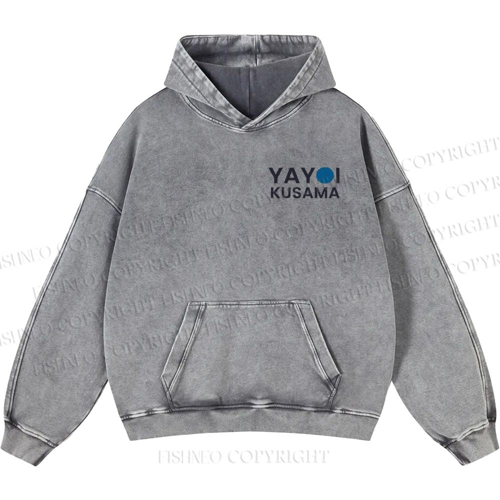 Unisex Yayoi Kusama Blue And Orange Octopus Casual Printed Double-sided Washed Hoodie