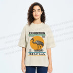 Unisex Japanese Crane Printed Washed Tee