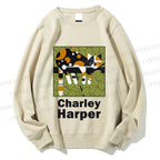 Unisex Charley Harper Geometric Cat Sleeping on Tree Printed Sweatshirt