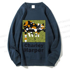 Unisex Charley Harper Geometric Cat Sleeping on Tree Printed Sweatshirt