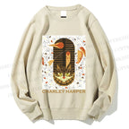 Unisex Charley Harper Geometric Cat in Autum Printed Sweatshirt