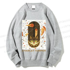 Unisex Charley Harper Geometric Cat in Autum Printed Sweatshirt