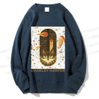 Unisex Charley Harper Geometric Cat in Autum Printed Sweatshirt