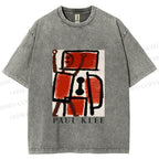 Unisex Paul Klee Red Guy Graffiti Printed Washed Tee