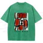 Unisex Paul Klee Red Guy Graffiti Printed Washed Tee