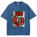 Unisex Paul Klee Red Guy Graffiti Printed Washed Tee