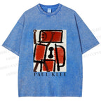 Unisex Paul Klee Red Guy Graffiti Printed Washed Tee