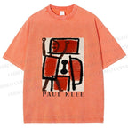 Unisex Paul Klee Red Guy Graffiti Printed Washed Tee