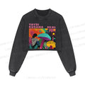 Yayoi Kusama Multicolor Mushroom Printed Washed Crop Sweatshirt