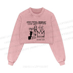 Jean-Michel Basquiat Graffiti Printed Washed Crop Sweatshirt
