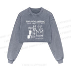 Jean-Michel Basquiat Graffiti Printed Washed Crop Sweatshirt
