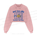 Fish Got Too Silly Printed Washed Crop Sweatshirt