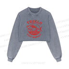 Tsukiji Fish Market Printed Washed Crop Sweatshirt