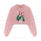 Bauhaus Japanese Crane Printed Washed Crop Sweatshirt