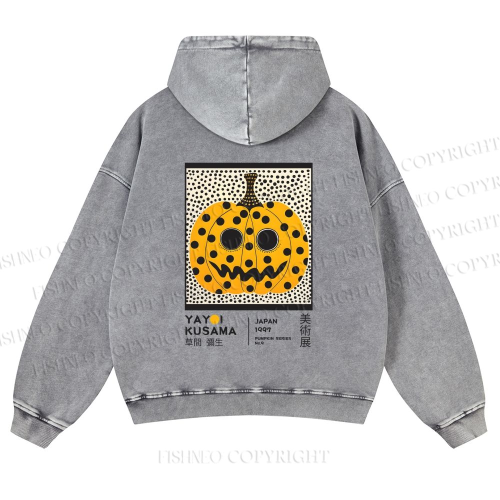 Unisex Yayoi Kusama Halloween Pumpkin Printed washed hoodie