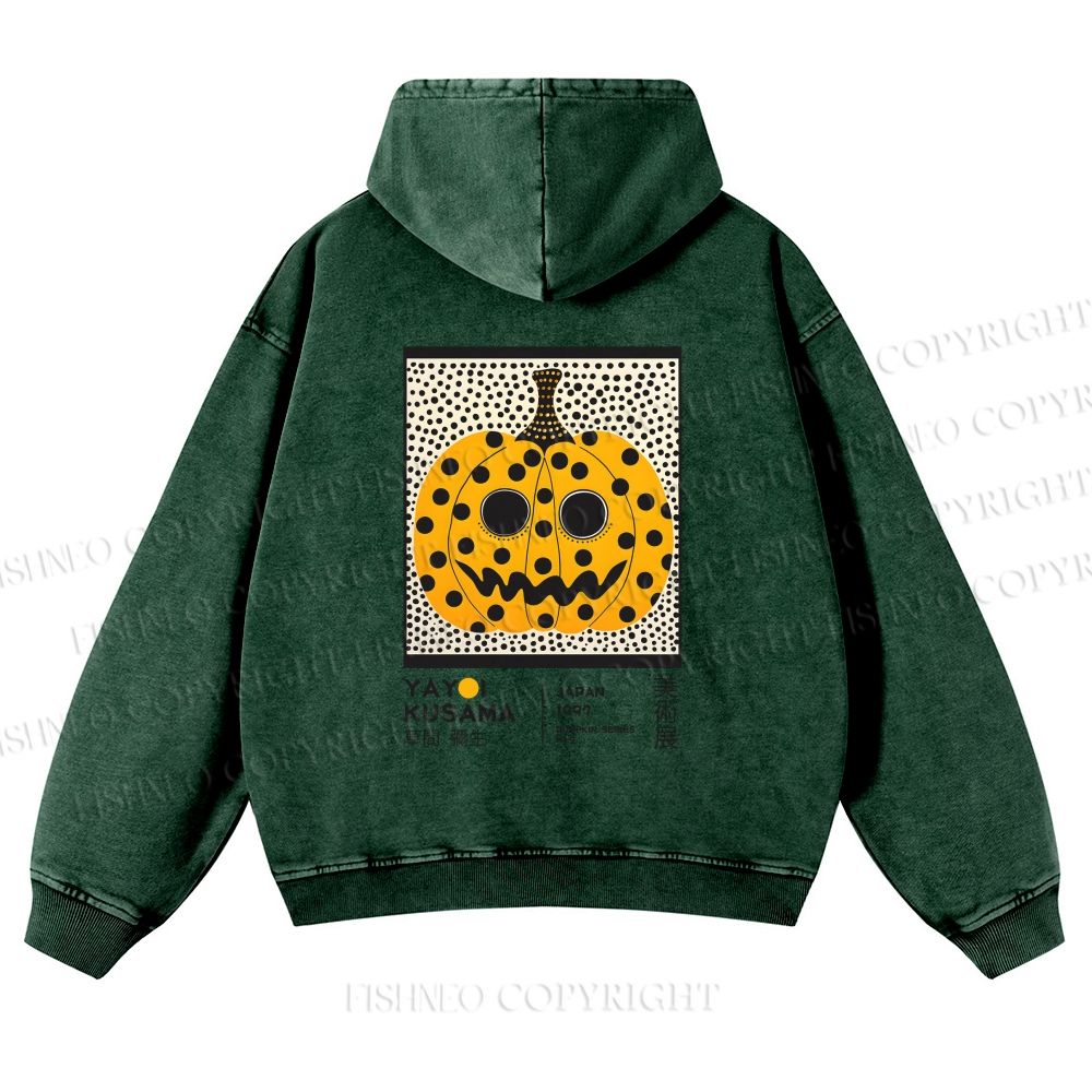 Unisex Yayoi Kusama Halloween Pumpkin Printed washed hoodie