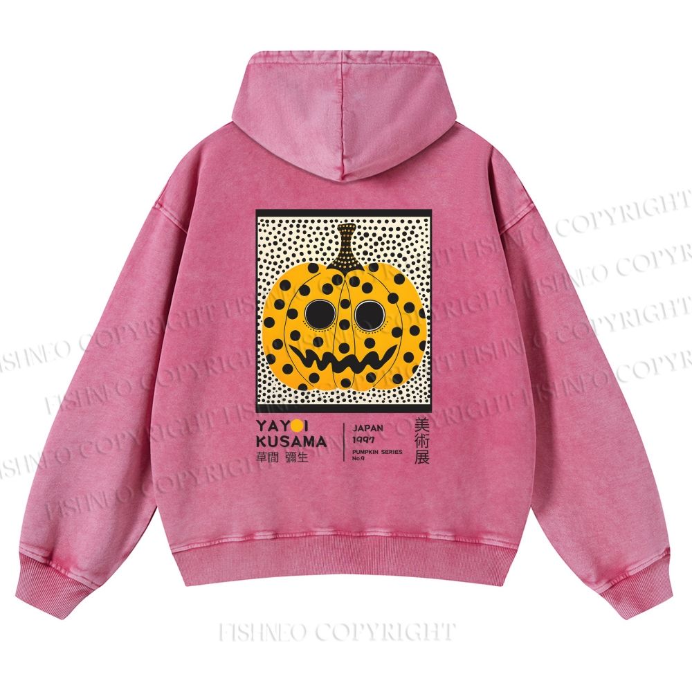 Unisex Yayoi Kusama Halloween Pumpkin Printed washed hoodie