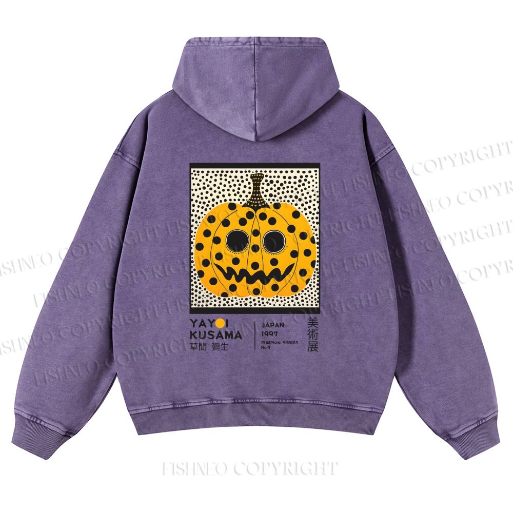 Unisex Yayoi Kusama Halloween Pumpkin Printed washed hoodie