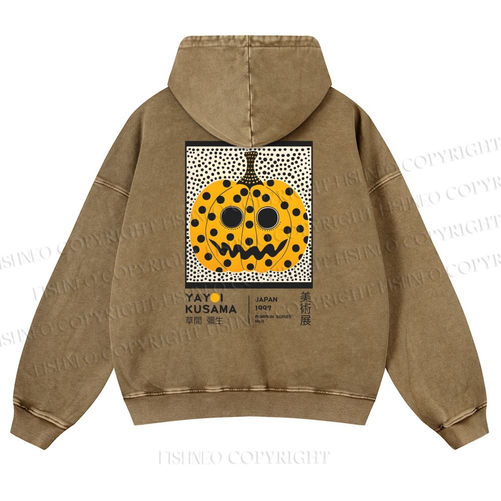 Unisex Yayoi Kusama Halloween Pumpkin Printed washed hoodie