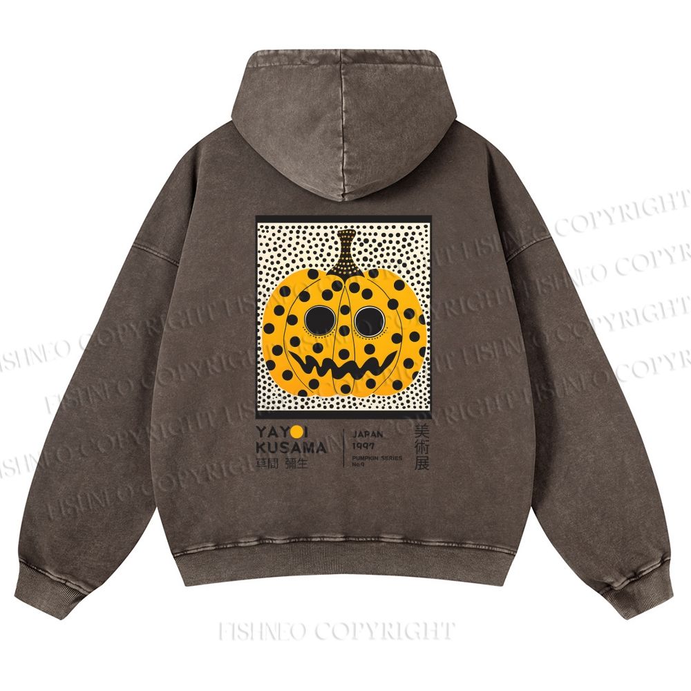 Unisex Yayoi Kusama Halloween Pumpkin Printed washed hoodie