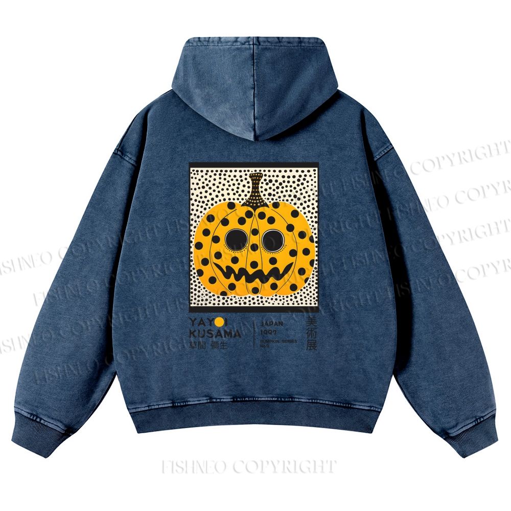 Unisex Yayoi Kusama Halloween Pumpkin Printed washed hoodie