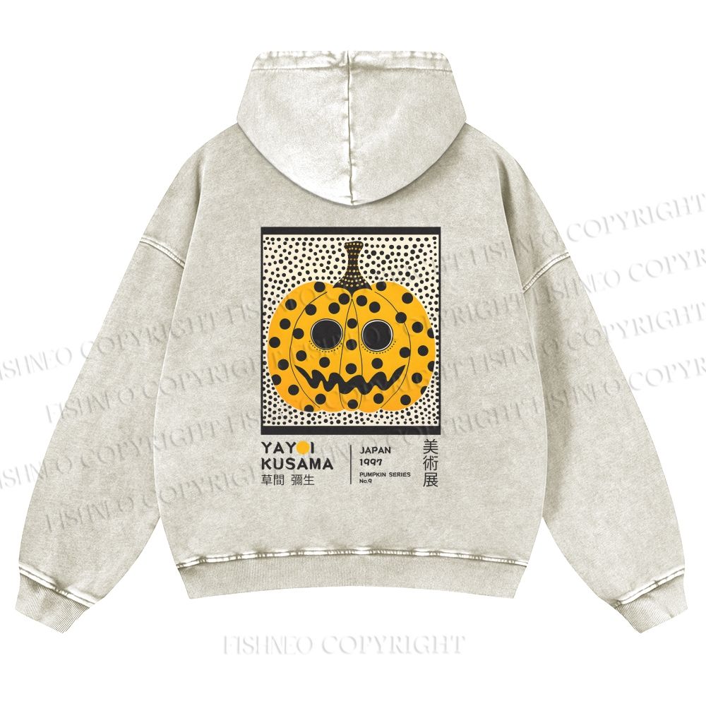 Unisex Yayoi Kusama Halloween Pumpkin Printed washed hoodie