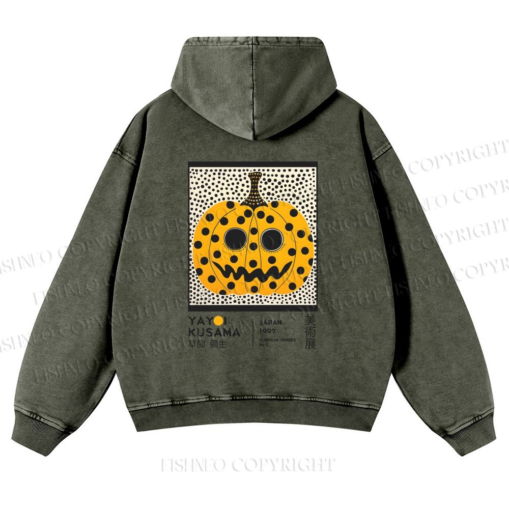Unisex Yayoi Kusama Halloween Pumpkin Printed washed hoodie