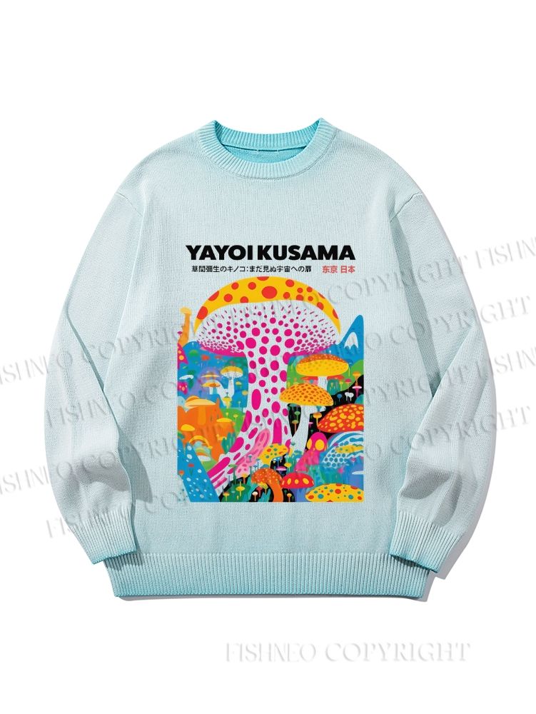 Unisex Japanese Yayoi Kusama Style Mushroom Gradient Casual sweater
