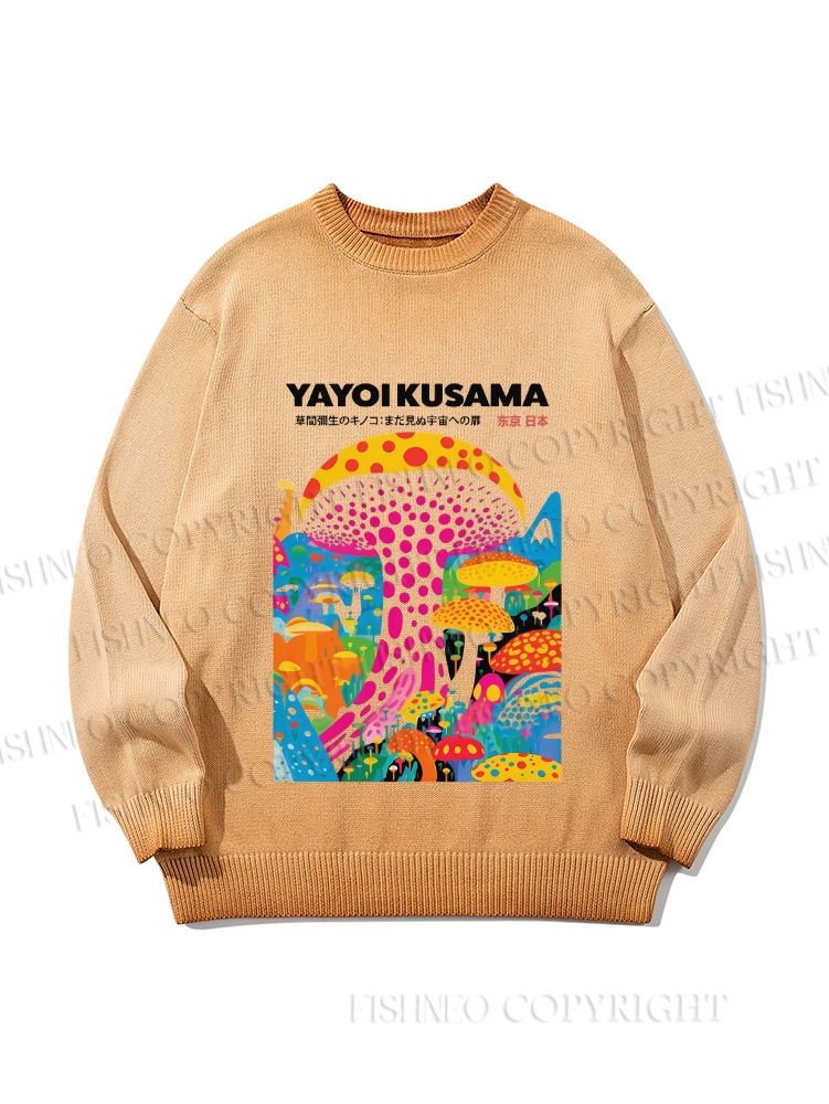 Unisex Japanese Yayoi Kusama Style Mushroom Gradient Casual sweater