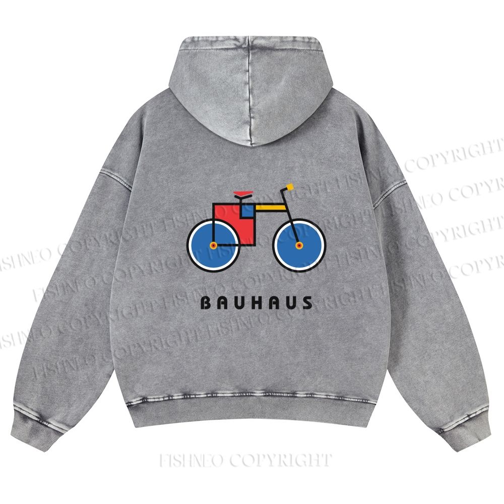 Unisex Bauhaus Bicycle Printed washed hoodie
