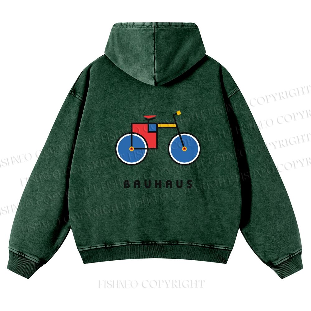 Unisex Bauhaus Bicycle Printed washed hoodie