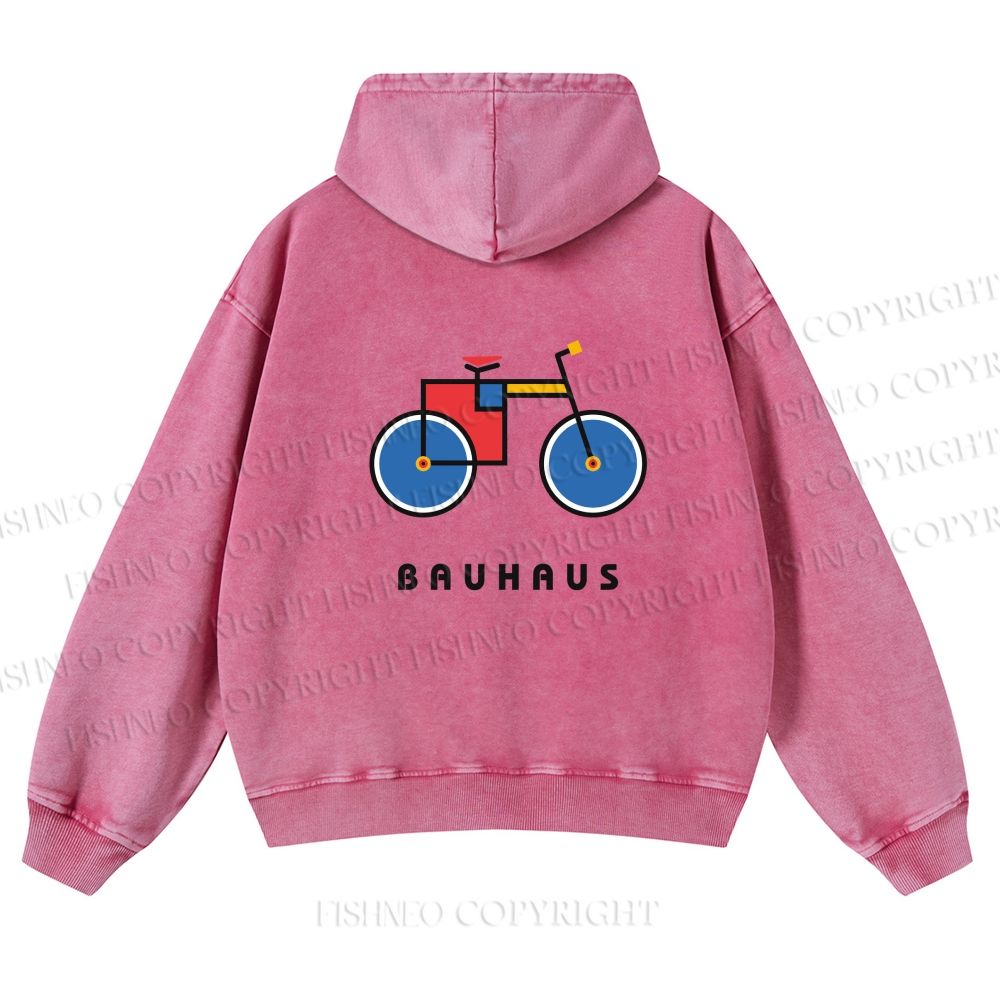 Unisex Bauhaus Bicycle Printed washed hoodie
