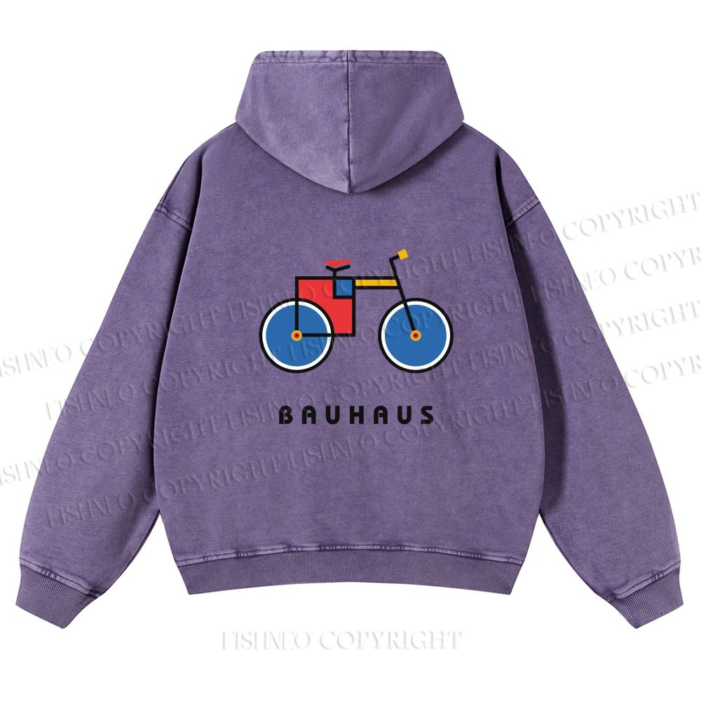 Unisex Bauhaus Bicycle Printed washed hoodie
