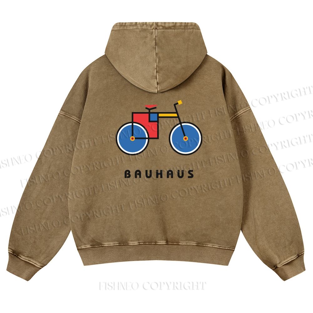 Unisex Bauhaus Bicycle Printed washed hoodie