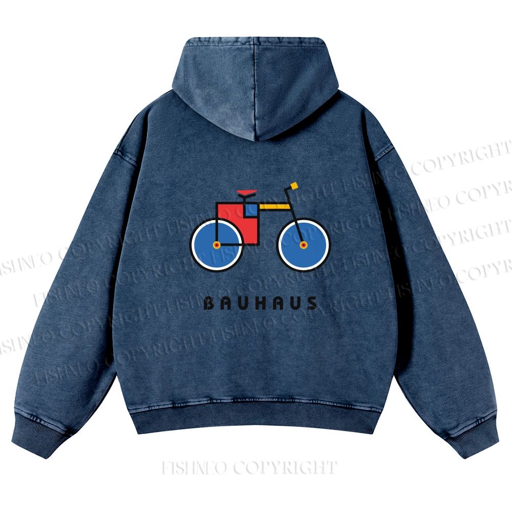 Unisex Bauhaus Bicycle Printed washed hoodie