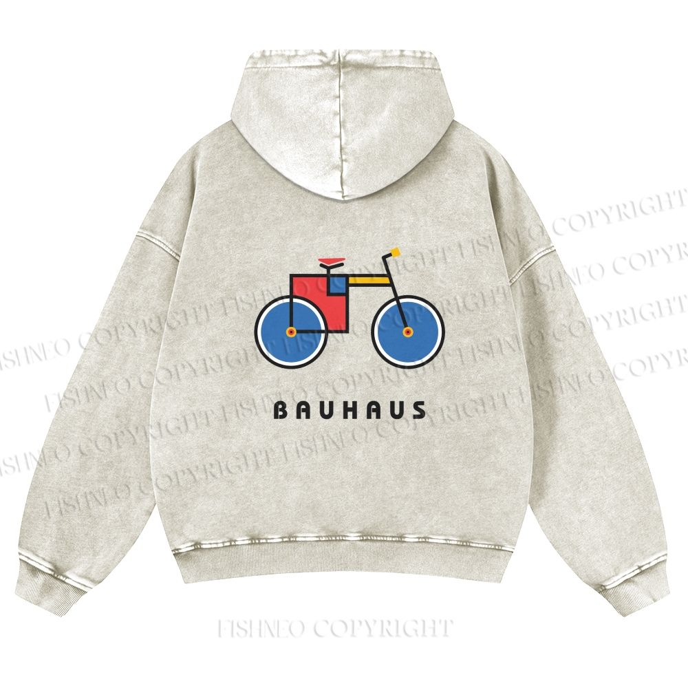 Unisex Bauhaus Bicycle Printed washed hoodie