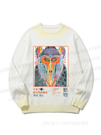 Unisex Yayoi Kusama Multicolor Monkey Gradient Casual sweater