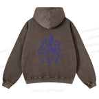 Unisex Octopus Printed washed hoodie