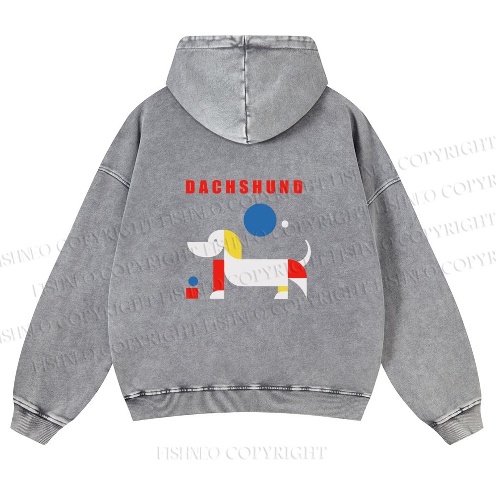 Unisex Bauhaus Dachshund Printed washed hoodie