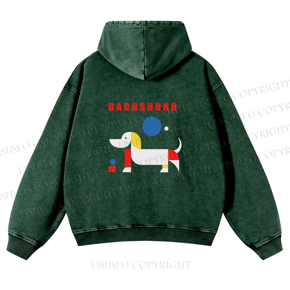 Unisex Bauhaus Dachshund Printed washed hoodie