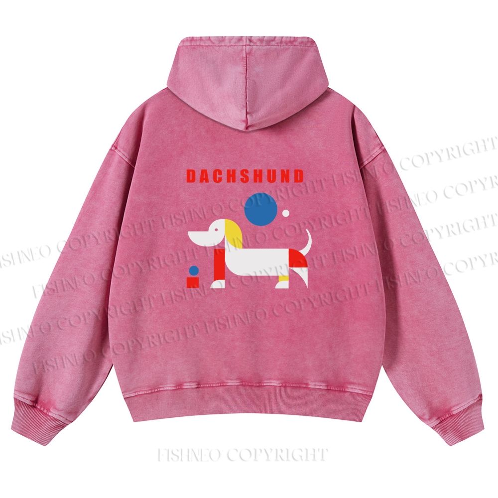 Unisex Bauhaus Dachshund Printed washed hoodie