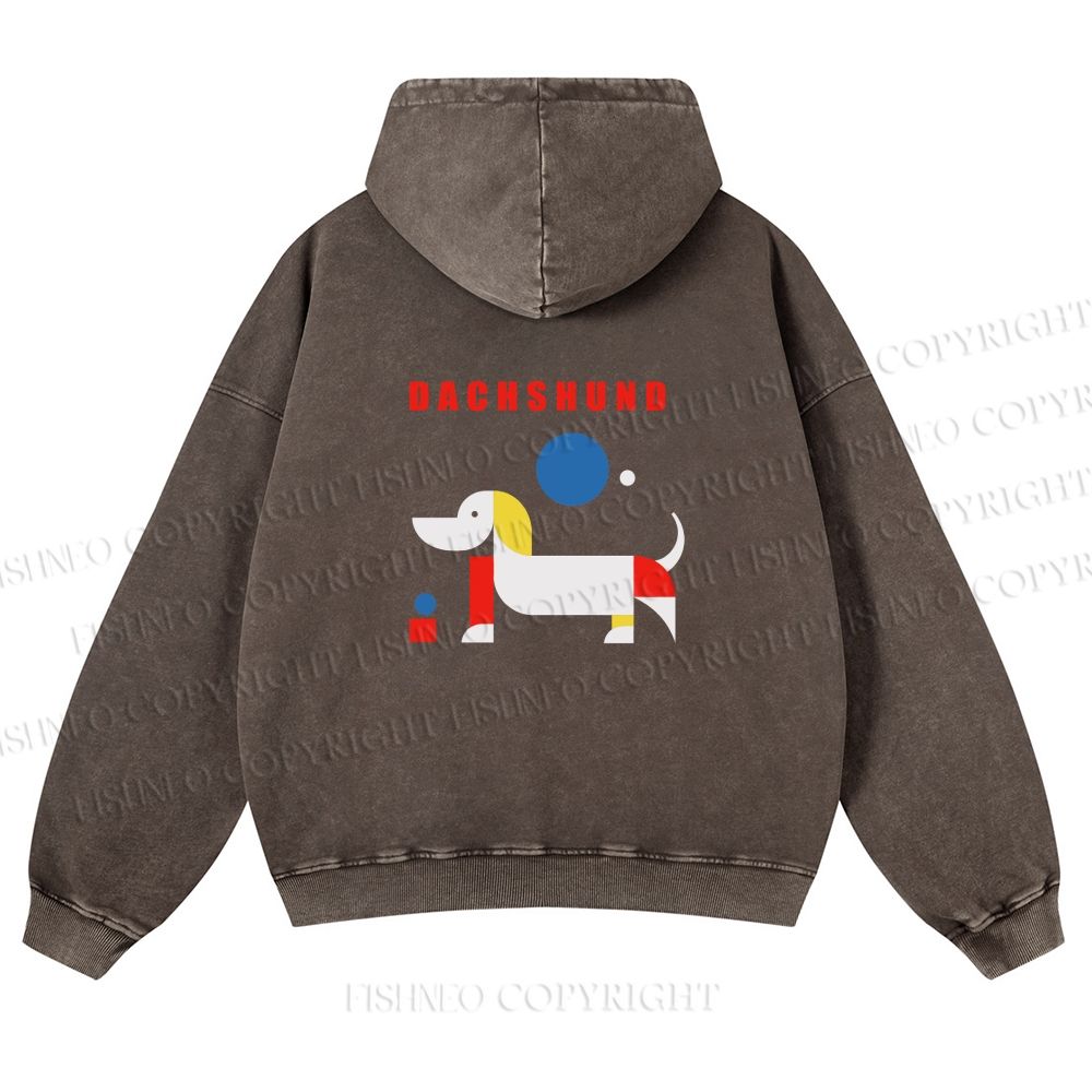 Unisex Bauhaus Dachshund Printed washed hoodie