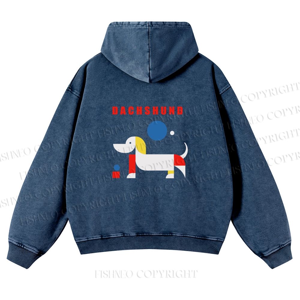 Unisex Bauhaus Dachshund Printed washed hoodie