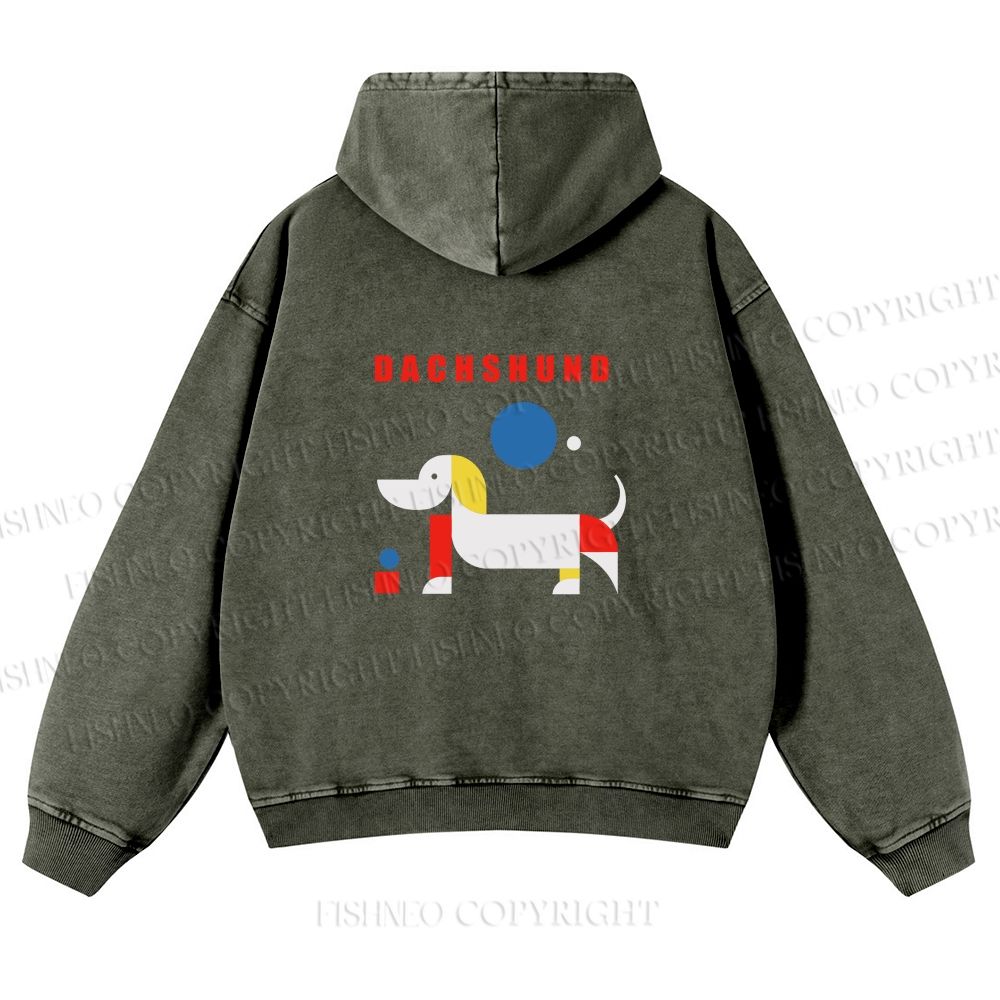 Unisex Bauhaus Dachshund Printed washed hoodie