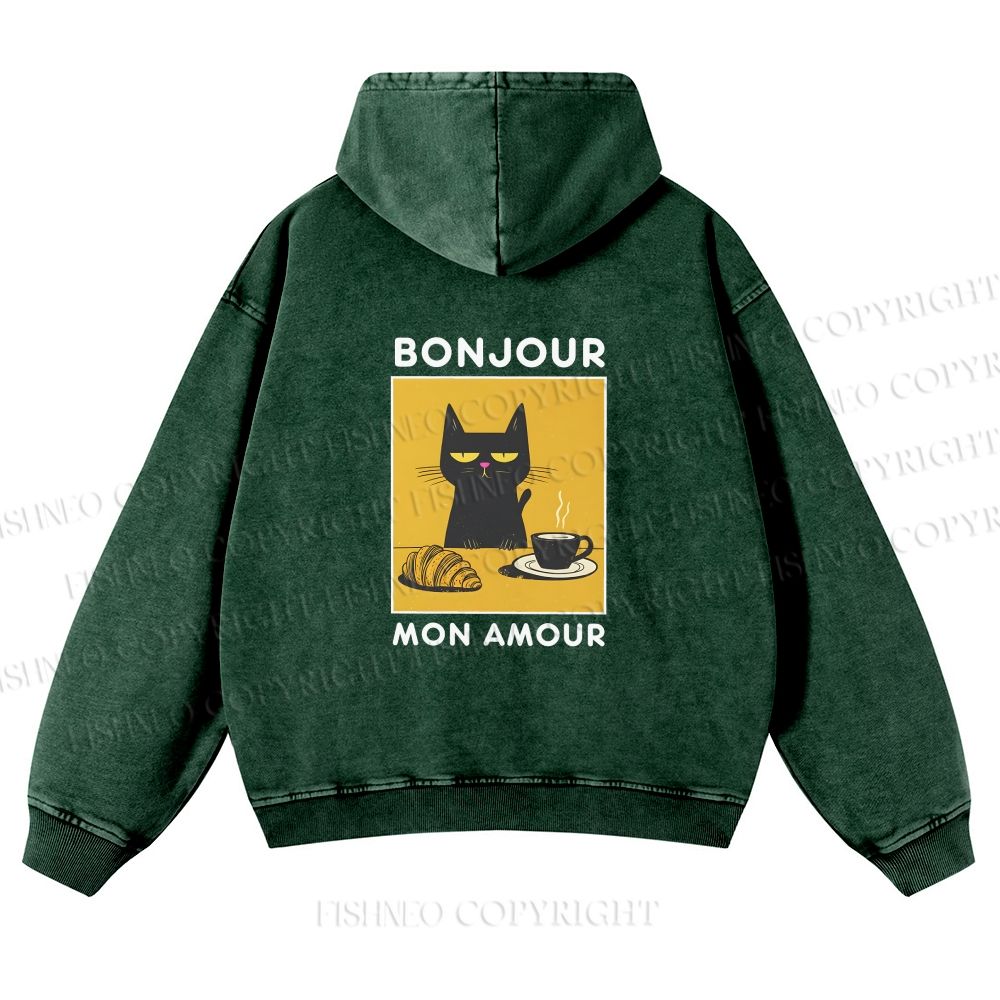 Unisex Bonjour Mon Amour washed hoodie